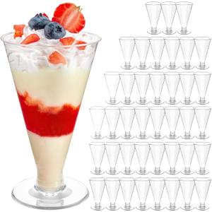 Zezzxu 40 Pack Plastic Martini Glasses 6 Oz Disposable Cocktail Glasses, Tall Mini Dessert Cups with Spoons Perfect for Fall Halloween Party Birthday Wedding and All Events