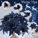 8 Pcs Velvet Christmas Glitter Poinsettia Flowers 12'' Large Heads Artificial Poinsettia Flower Ornaments Picks Christmas Tree Decoration Fake for Xmas Ornament Wedding Holiday(Dark Blue)