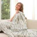 Faux Fur Throw Blanket Ultra Soft & Fluffy with Ruched Design, Cozy Giftable Decorative Blanket for Couch or Bed, Tie-Dye Gray & White, 50"x60"