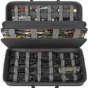 Knife Display Case for 64+ Pocket Knives, Butterfly Knife Storage Box, Folding Knives Organizer Holder, Knives Collection Organized Carrier for Survival, Tactical, Outdoor, EDC Mini Knife - Grey