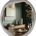 Irregular Asymmetrical Wall Mirror- 24"x28"Gray Felt Fabric Padded Wavy Wall Mirror for Living Room, Bedroom, Hallway,Dressing Room & Farmhouse-Circular Cloud Vanity Mirror Decorative (Grey)