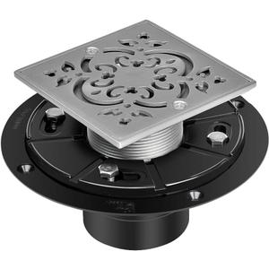 4-1/4 Square Shower Drain for Low Profile Shower Pan Nickel Brushed with Various Finish Style (Pattern1)