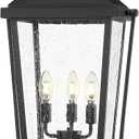 zeyu Large Outdoor Lamp Post, 26'' 3-Light Post Light Fixture for Garage Courtyard, Waterproof Aluminum with Seeded Glass Shade, Black Finish, ZW105P-L BK, 26 Inch - No Function