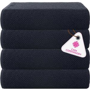 CASA COPENHAGEN Popcorn Textured 4 Pieces Bath Towel Set- Navy Blue, 550 GSM 4 Bath Towel Rough & Tough Use Cotton Towels Gift Set for Bathroom