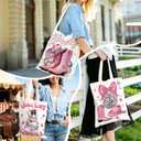 8 Pcs Western Cowgirls Tote Bags for Women Pink Coquette Canvas Gifts Bags Reusable Grocery Shoulder Bag for Disco Girls Birthday Party Favors