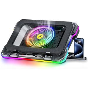 RGB Gaming Laptop Cooling Pad with 5.5" Turbo Fan, Rapid Cooling for 15.6-19.3" Laptops, Variable Speed Control, 7 Adjustable Heights - K1 5V RGB