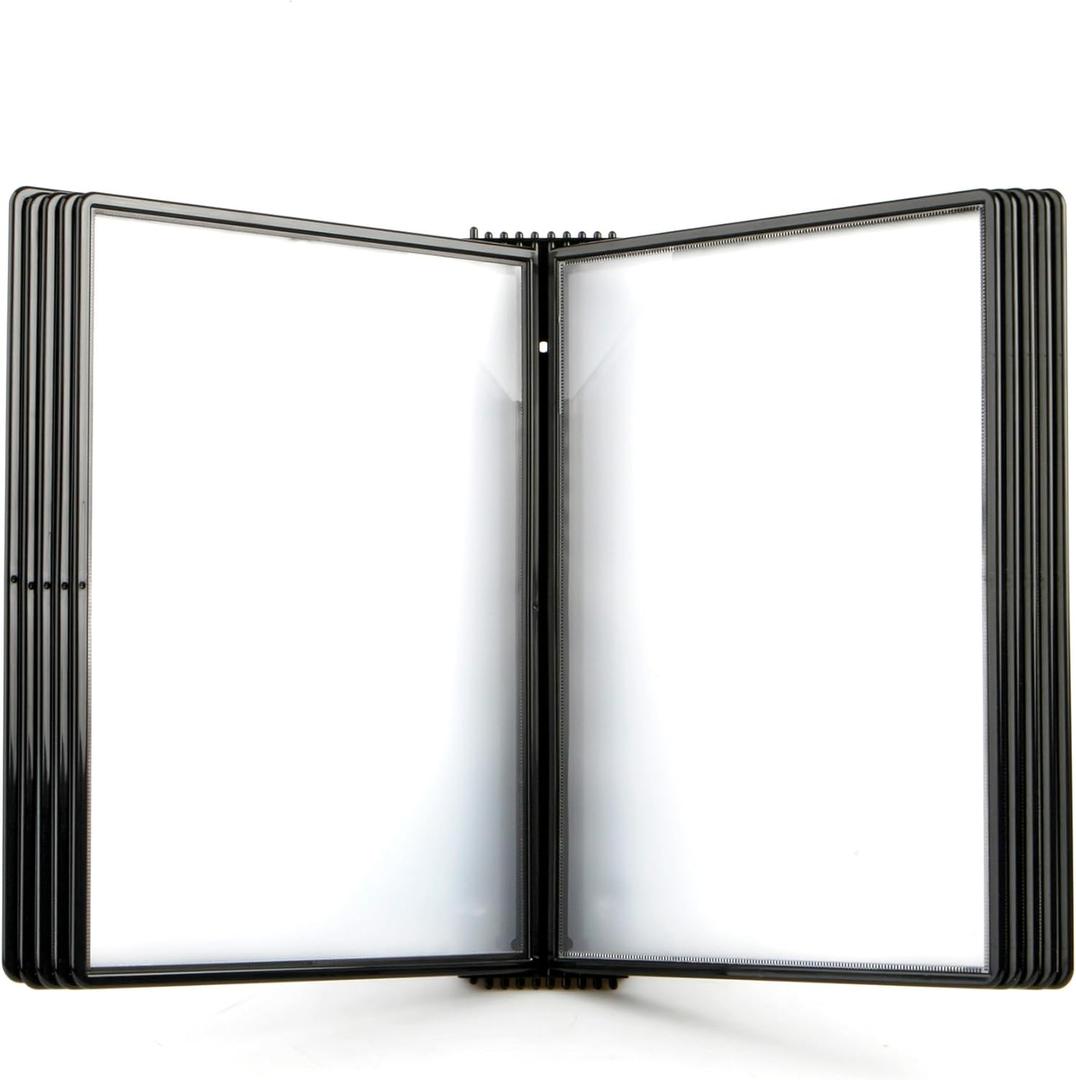 Tarifold DJOIS Wall Mount Reference and Display System  10 Double-Sided Letter Pockets  20 Sheet Capacity  Durable ABS & Metal  Easy-Load  Black (EZW771)