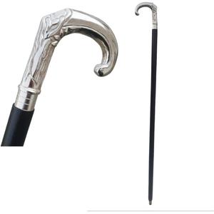 Handcrafted Victorian Wooden Black Walking Stick Ideal Gift Men Canes with Silver Brass Handle Sticks Best Wood for Mens Women Senior Fancy Fold