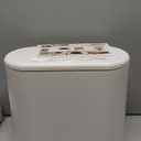 IEEK 12 Liter Rectangular Plastic Trash Can with Press Top Lid,White Modern Wastebasket Thin Trash Cans,3.2 Gallon Garbage Container Bin for Bathroom,Bedroom,Kitchen,Office and Powder Room