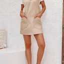 Womens Overalls Denim Dress Loose Casual Sleeveless Mini Pinafore Jean Romper Summer 2025 Outfits High Roller Skirtall Khaki, Large