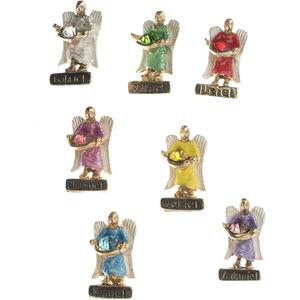 1 inch (2.5cm) Seven Archangels with Cristal Mini Statue Set Angel Figures Weekly Protection