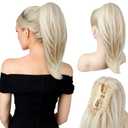 Ponytail Extension  16 Claw Clip in Ponytail Hair Extensions Natural Soft Synthetic High Pony Tail Hairpieces for Women (Natural Blonde, 16 inch)