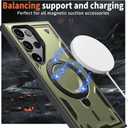360Rotatable Magnetic Ring for Samsung Galaxy S24 Ultra Case [Compatible with MagSafe] Build in Invisible Stand [Drop Protection] Shockproof Military-Grade Protection Anti-Fingerprint, Green