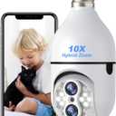 Light Bulb Security Camera, 10X Zoom PTZ E27 Light Socket Cameras for Home Security Outside Outdoor Indoor 2.4G Wireless WiFi, 1080P Color Night Vision, Auto Tracking, 360 Degree Panoramic(Dual Lens)