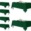 sancua Tablecloths for 8 Foot Rectangle Tables, 6 Pack - Washable Polyester Fabric Table Cloth for Chirstmas Party, Birthday, Banquet Reception, 60x120 Inch Hunter Green