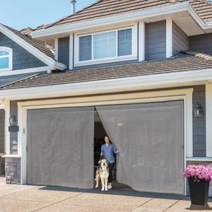 Alien System Thermal Insulated Garage Door Curtain with Clear Window, 16ft x 7ft Winter Door Cover for 2 Car Garage Heat Insulation with Thicken Polyester Fiberfill & Durable Oxford Fabric, Waterproof