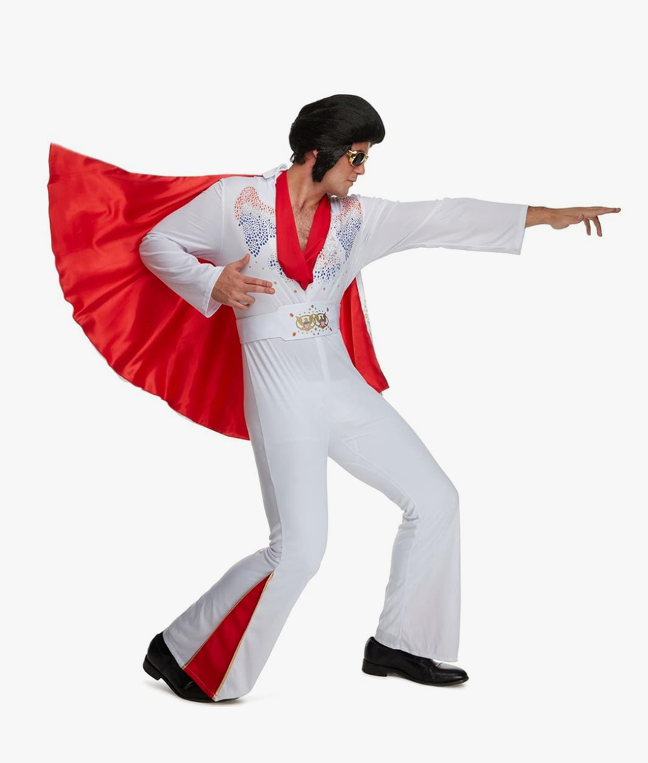 Morph Vegas Rockstar Costume Adult Men Disco Jumpsuit 70s Halloween Outfit for Men Party Wear Size L