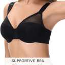 Minimizer Bras for Women Full Coverage Plus Size T-Shirt Bra with Underwire Support for Heavy Breast (Black)