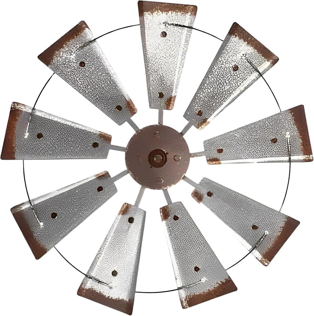 Vintage Galvanized Metal Windmill Wall Decor,Iron, 36 Inch