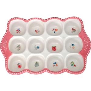 Ceramic 12 Cup Egg Tray Fresh Egg Container Egg Storage Organizer Refrigerator Egg Holder Egg Platter Tray Egg Keeper For Kitchen Decoration