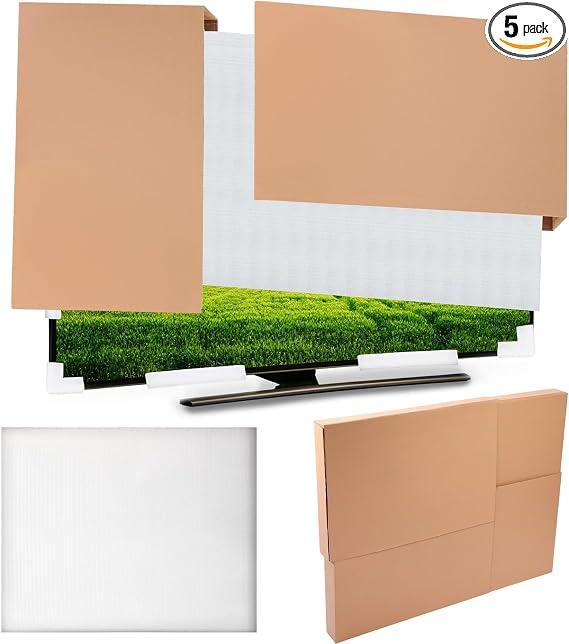 Feifeiya 5 Pcs TV Moving Boxes Foam Screen Cover Set, 40 x 60 x 3.5 Inches
Include Foam Flat Screen Cover and Large Case, Fits up to 65'' W x 36'' H, for TV Mirror Art Display Moving Protect Packing