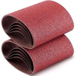 Demissle 10 Pack 8 x 19 Inch Floor Sanding Belt 36 Grit Heavy Duty Aluminum Oxide Cloth Sanding Belts Drum Floor Sander Sandpaper for Commercial and Residential Flooring (Dark Red)