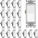 CML Single Pole Decorator Light Switch, 20 Pack Rocker Paddle Wall Switch, 15A 120/277V, On/Off Interrupter, UL Listed, White