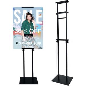Heavy Duty Adjustable Pedestal Sign Stand, Double Sided Display Stand Adjustable to 80 inches for Poster Board & Foam Board, Column Sign Holder for Business Lobby, Wedding, Event, Black