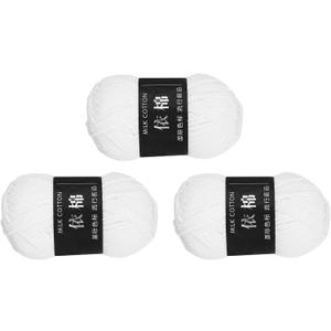 MECCANIXITY 3 Skein Cotton Yarn, 60% Cotton, 40% Acrylic Knitting Yarn for Crocheting Each of 141g/4.97oz(Per Skein 80m/87.5 Yard) / White
