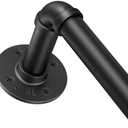 1 Inch Heavy Duty Blackout Curtain Rods for Windows, Industrial Pipe Wrap Around Room Divider Decorative Curtain Rods Wall Mount & Ceiling Mount, Black, 168-240 Inch