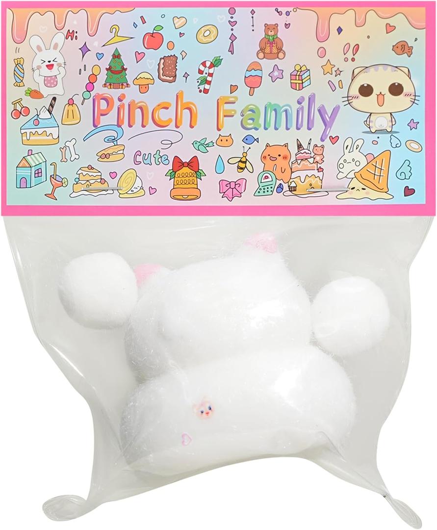 2 x Taba Squishy Cat Squeeze Toys,Sensory Fidget Toy for Your Best Mellow and Chill,Party Favors,Perfect Desk Accessory for Adults (White)