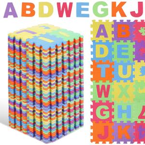 Nuanchu 72 Tiles Foam Puzzle Play Mat Set, Kids Puzzle Exercise Mat Separable Alphabet, Numbers & Animals Pattern Interlocking Floor Foam Rug for Home Kindergarten Nursery Play Room