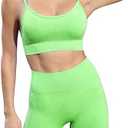 Ourgifts Workout Sets for Women 2 Piece Outfits Gym Shorts Women High Waisted with Adjustable Padded Sports Bra Gym Sets, XL