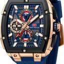 MF MINI FOCUS Men's Watches Analog Fashion Wrist Watch, Skeleton Tonneau Watches for Men with Chronograph,Ideal for Sports Enthusiasts and Daily Wear