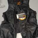 Womens Motorcycle Leather Vest Heavy-Duty Top Grain Cow Hide Classic Biker Style Vest (Black, S)