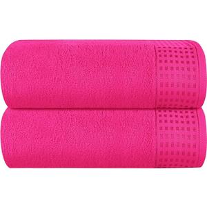 GLAMBURG Ultra Soft 3 Pack Cotton Towel Set, Contains a Bath Towel 28x55 inch, a Hand Towel 16x24 inch & a Wash Coth 12x12 inch, Ideal Everyday use, Compact & Lightweight - Hot Pink