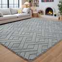5x7 Grey Washable Area Rug for Bedroom Living Room, Modern Geometric Shag Non-Slip Rugs, Fluffy Plush Soft Memory Foam Carpet for Kids Boys Room Nursery Decor