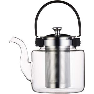 Purefold Glass Teapot 40 Oz, Stovetop Safe Tea Kettle with Removable Infuser, Blooming & Loose Leaf Tea Maker (1200 ML)