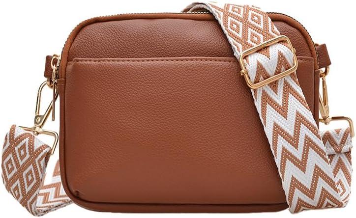 Small Crossbody Bags for Women Vegan Leather Adjustable Strap Shoulder Handbag, Multi-Pocket Small Purse Shoulder Handbag (Brown)