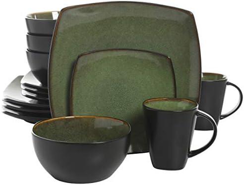 Gibson 99811.16R Dinnerware set, Soho Square, Green, Service for 4 (16pc)