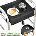 FANGSUN Walker Tray for Folding Walker 2.0 Upgraded Detachable Tray for Walkers with Extended Straps & Cup Holder, Fits Standard Folding Walkers with Side Bars, Mobility Accessory for Seniors