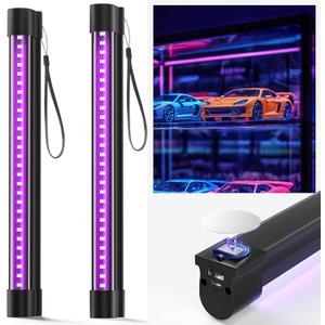 Bstrip Battery Powered Black Light, Rechargeable Blacklight, Cordless 395nm Light Glow Party, Halloween, Body Painting, 2 Packs