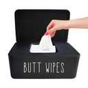 Moorfowl Butt Wipes Dispenser 7.28"" L * 4.80"" W * 2.75"" H,Flushable Wipes Dispenser for Bathroom Baby Wipes Container Diaper Wipe Holder, Black