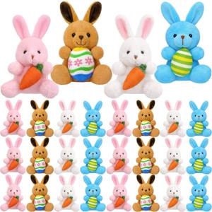 Wettarn 36 Pack 4 Inch Easter Mini Plush Bunny Toys Assorted Colors Rabbit Animal Stuffed Toys Perfect for Easter Egg and Basket Fillers Party Favors and Decorations(Lovely)