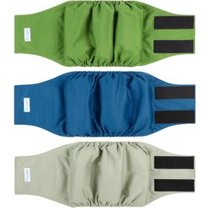 Paw Legend Washable Dog Belly Band Wrap Diapers for Male Dog | High Absorbing Puppy & Doggy Diapers Male (3 Pack,Army,Grey,Navy,Large)