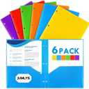 Jumlys 6 Pack 2 Pocket Folders with 3 Holes Punch, Plastic Folder for 3 Ring Binder, Heavy Duty Folders with Pockets for Letter Size Paper, Multicolor Folder for School and Office