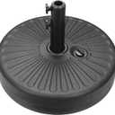 20" 50 lbs Fillable Heavy Duty Umbrella Base, Stable Outdoor Stand, Durable Holder for Lawn Patio Deck and Poolside Parasols, Black
