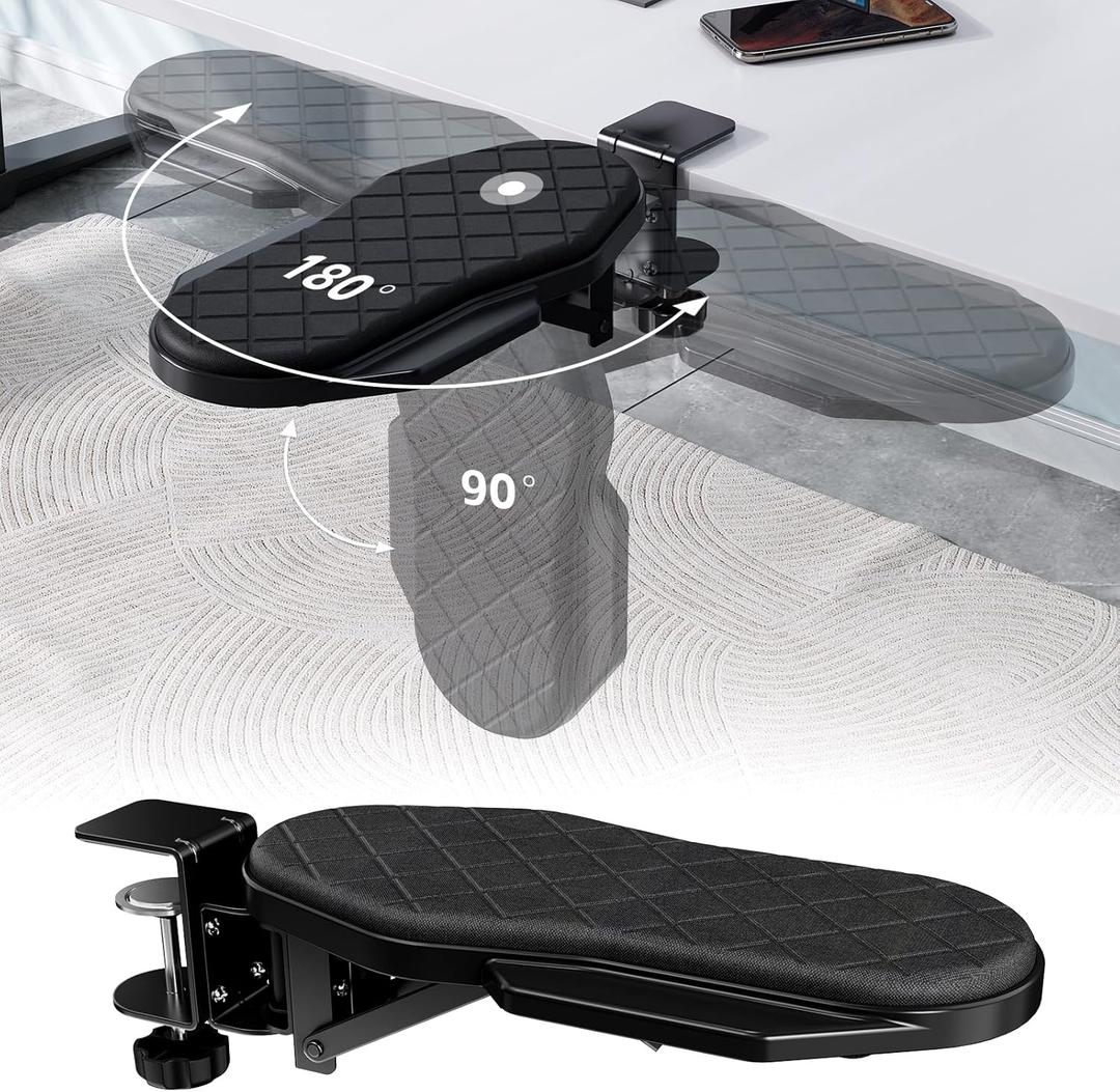 Ergonomics Desk Extender Tray, Table Mount Arm Wrist Rest Shelf, 90 Foldable Elbow Arm Support,Foldable, 180 Swivel, Computer Desk Extender Tray for Home and Office (Folding and Rotating)