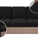 H.VERSAILTEX Multi-Pieces Sofa Covers Stretch Couch Covers Form Fitted Seats and Back Cushions Covers (3 Seat Covers Plus 3 Back Cusion Covers, Bonus 2 Armrest Covers), Black