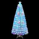 GOFLAME 7 FT Pre-Lit Christmas Tree Snow Flocked, Artificial Xmas Tree with 270 Branch Tips, Colorful Fiber Optics & 270 LED Lights, Holiday Decoration Tree with a Top Lighted Star, White